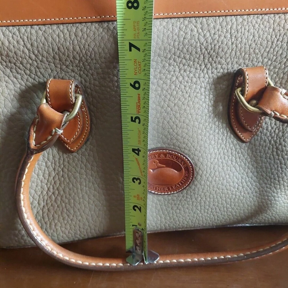 Dooney & Bourke Gray and Tan Pebbled Leather Satchel
